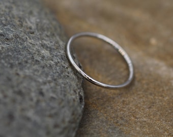 Platinum Round Band - 1mm Glossy Finish - Very Small Platinum Stacking Ring - Dainty Platinum Band - Skinny Platinum Ring *SPECIAL*