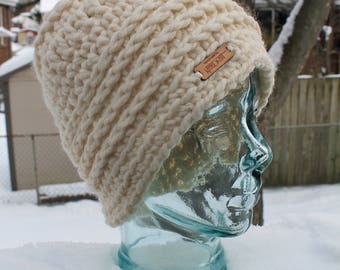 Messy Bun Beanie - Crocheted Hat in FISHERMAN