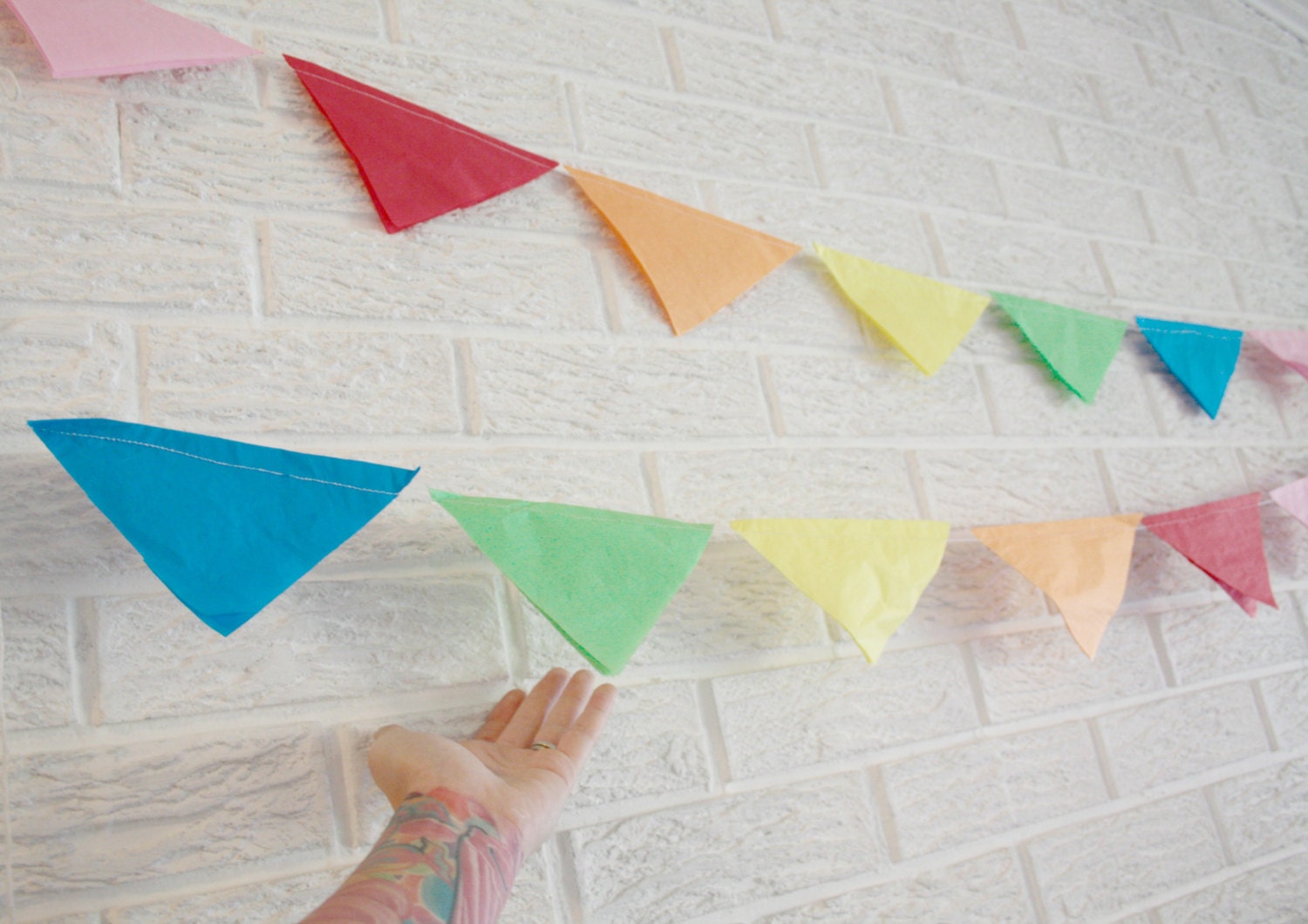 Triangle bunting garland tissue paper flag decor