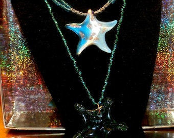 Elegant Starfish and Emerald Starfish Necklaces
