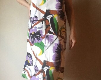 Vintage Hawaiian Tent Dress Guam Tropical 1950s Cotton IPAO Beach Lounge Dress 50s Guam Lovers Point Fun Playful Tropic Floral