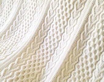 Hearts & Shamrocks Cable Afghan, Knit Afghan, Irish Afghan, Knitting Pattern,