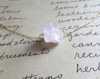 Raw Rose Quartz Necklace - Rose Quartz Necklace - Raw Crystal Necklace - Rose Quartz - Raw Stone Necklace - Healing Crystal Necklace