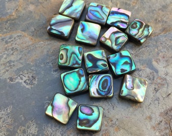 Square Abalone Beads, Natural Abalone Beads, 8mm, 15 beads per package