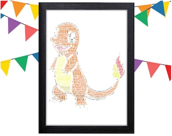 Personalized Gift Charmander Gift Pokemon Gift Pokemon Wall Art Charmander Wall Prints Wall Art Wall Decor Personalised Gift Wall Art Prints
