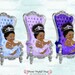 Baby Throne Chair Lavender Purple Periwinkle Silver | African American Ballerina Princess Natural Hair Bun Tiara | Clipart Instant Download