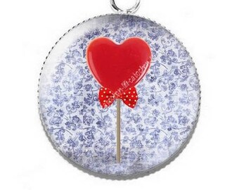 Pendant cabochon resin heart love Valentine love c16