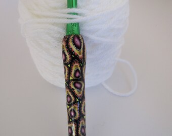 Pretty Bates Handmade Crochet Hook, Susan Bates Size K Hook, Ergonomic Crochet Hook, Polymer Clay Crochet Hook, Handmade Crochet Hook