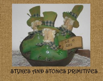Primitive St. Patrick's Day Leprechaun Bowl Fillers Ornies Tucks Pattern