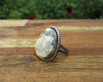 Royston Ribbon Turquoise Ring / Sterling Silver Ring Size 8.5 / Boulder Turquoise Ring / Royston Ring / Royston Ribbon Turquoise