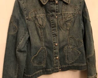 Original brighton XL denim jacket with heart patches