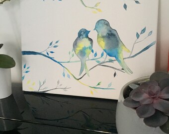 Blue Birds - Original watercolor painting