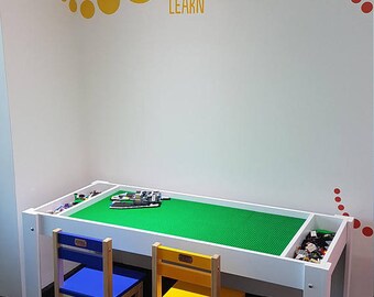 Building bricks table, Activity table, Building blocks table, kids table, compatible with Lego® table and bricks, and duplo, train table