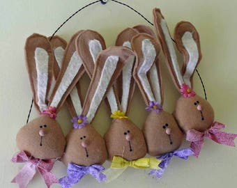 Spring Fabric Easter Bunny Rabbit Wall Hanging - We're All Ears