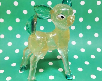 Vintage Hong Kong Green Clear Lucite Fawn Deer Figurine
