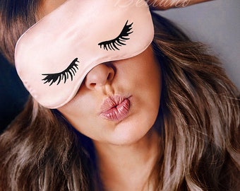 Natural Silk Eyelashes Silk Eye Sleep Mask, Natural Pink Silk Sleep Mask, Natural Organic Eye Mask Sleep, 100% Real Silk Sleepmask for Eyes