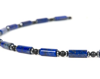 Lapis Lazuli Necklace for Men, Healing Gemstone, Unisex Choker, Gemstone necklace, Handmade Jewelry, Gemstone Jewelry, Father's Day