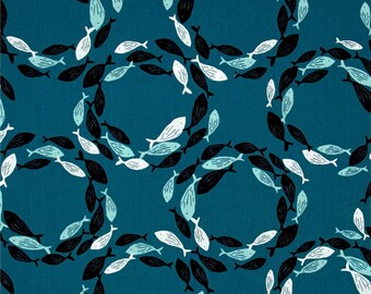 Fish Circles on Blue from Andover's Tides Collection By Jane Dixon