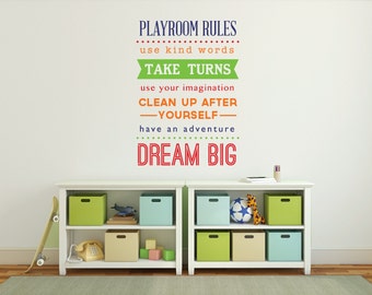 Playroom wall decal, Playroom rules sign, Kids wall decal, Playroom decor, Playroom wall art, Children's playroom vinyl wall decal DB403