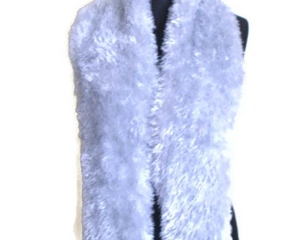 Vintage Fuzzy scarf Shaggy scarf Silver scarf Vintage Shaggy Fuzzy scarf Winter scarf Fall scarf