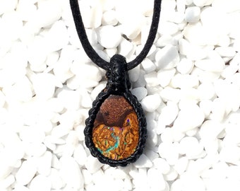 Boulder opal pendant, macrame pendant