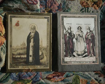 Ancient Russian Icon Antique Lithography "Old Believers" set early 20 c. Russian orthodox.