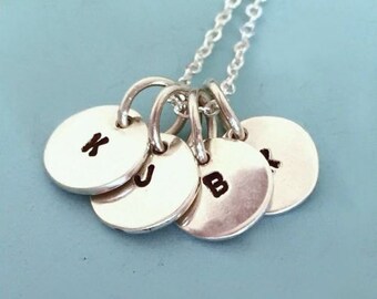Tiny Initial Charm Necklace in Sterling Silver