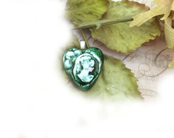Cameo bead - Focal Bead, Handmade bead - , Ceramic pottery bead - clay cameo bead - Lady Cameo bead - # 11