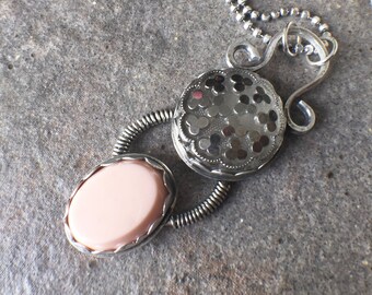 Sterling Silver Vintage Button Bold Necklace