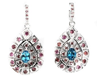 London Blue Rhodolite Garnet Sterling Silver .925 Earrings