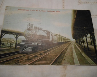 Vintage 1910 Postcard Upper Sandusky Ohio Pennsylvania Train, No. 9