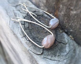 Agate Swing Modern Sterling Silver Earrings