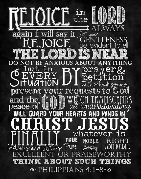 Scripture Chalkboard Art Philippians 4:4-8