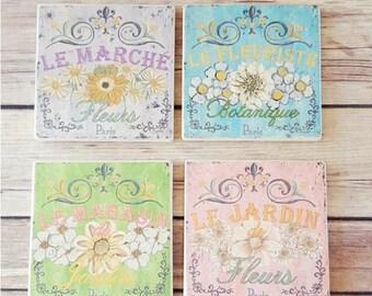 Drink Coaster Set | Vintage Floral Coasters | Ceramic Coaster Set | Coaster Set of Four | Drink Coasters | Hostess Gift | Housewarming Gift