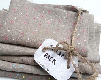 Linen fabric Scrap Pack. Natural Fabric Scraps. Linen Scrap Pack. Patchwork Fabric. Linen remnants. flax fabric.