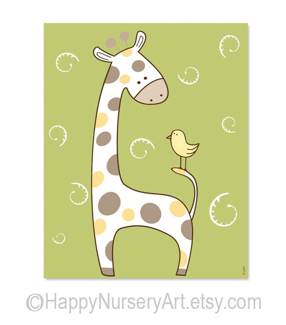 Items similar to Nursery wall art, giraffe nursery, green nursery artm ...