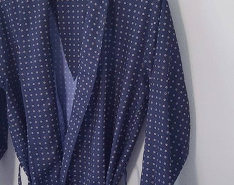 Vintage Oscar De La Renta Navy Print Unisex Robe