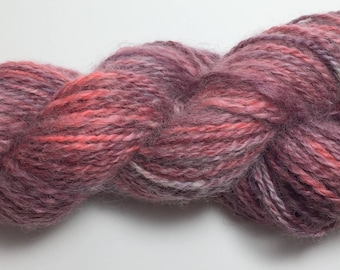 Hand-Spun 100% Wool and Merino Yarn "Girly Girl" Hand-Washed, Carded, Spun and Painted, 2 ply, Knit, Crochet, Weave, Wound FREE, 140 yds