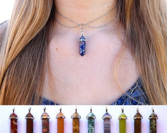 RAW CRYSTAL NECKLACE: Healing Crystal Necklace, Quartz Crystal Necklace, Crystal Pendant Necklace, Crystal Point Necklace, Healing Crystals