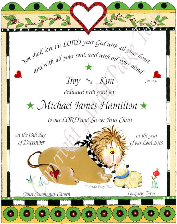 Dedication Baptism Personalized Gift Linda Paige Tolis Baby