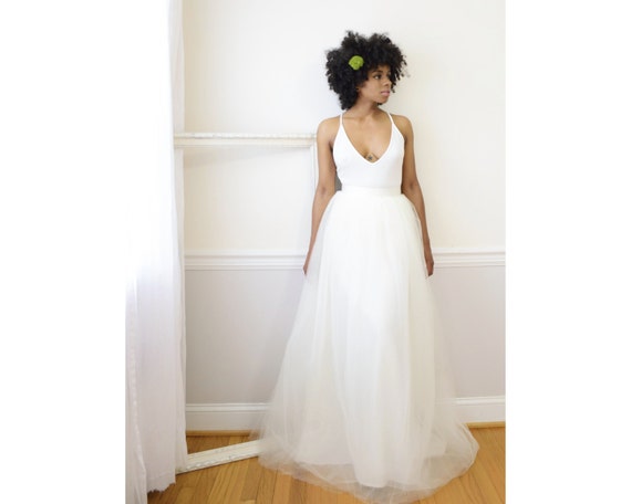 tulle maxi skirt ivory
