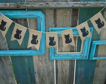 Cat Burlap Banner Garland
