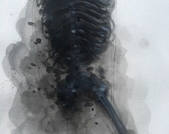 Original Horror Painting on Paper free US shipping