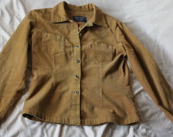 Women's Vintage Corduroy jacket, Light-brown Corduroy shirt, thin Corduroy, used, excellent condition, size S