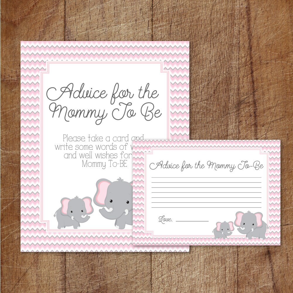 Elephant Baby Shower Advice For Mommy To Be Cards And Sign
