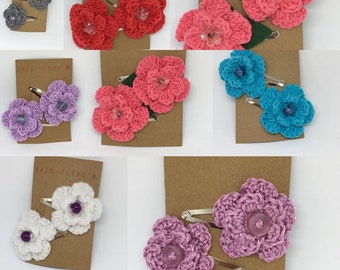 Handmade Crochet Flower Hair Clips
