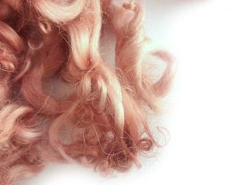 Rose Pink Leicester Curls - Baby Wool Locks - Felting Supplies - Curly Locks