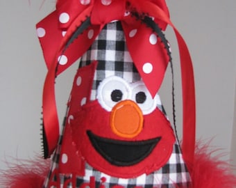 Elmo birthday hat, 1st birthday hat , smash cake hat, 2nd birthday hat, elmo birthday party hat, girls party hat