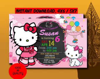Hello Kitty Invitation,Hello Kitty Birthday,Hello Kitty Birthday Invitation,Hello Kitty Party,Hello Kitty Printable,Digital Download