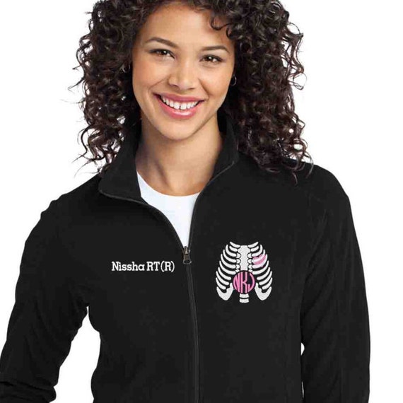 Radiology Tech Fleece Jacket with Chest Xray symbol and